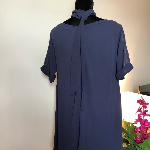 Women's Roll Up Sleeve Loose Chiffon Short Dress - Picture 8 of 8